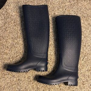 Tommy Hilfiger Women's Navy Tall Rain Boots